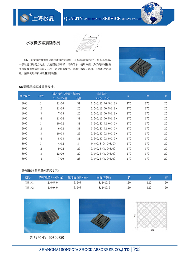 SD橡胶避震器产品参数